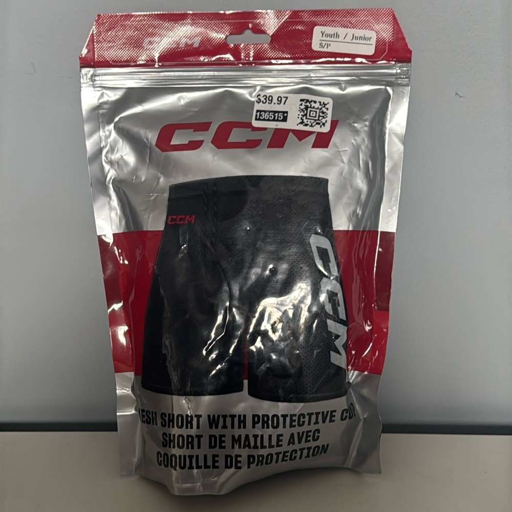 Brand New Youth Hockey CCM Mesh Shorts With Protective Cup